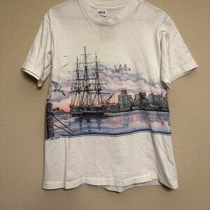 Vintage 1991 U.S.S Constitution AOP White Tee